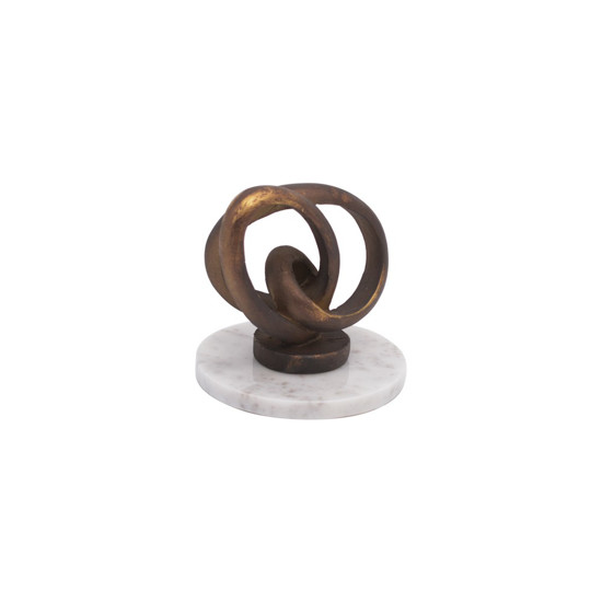 Imagem ESCULTURA DECORATIVA DE RESINA E MÁRMORE BRONZE E BRANCO 10X10,5CM 