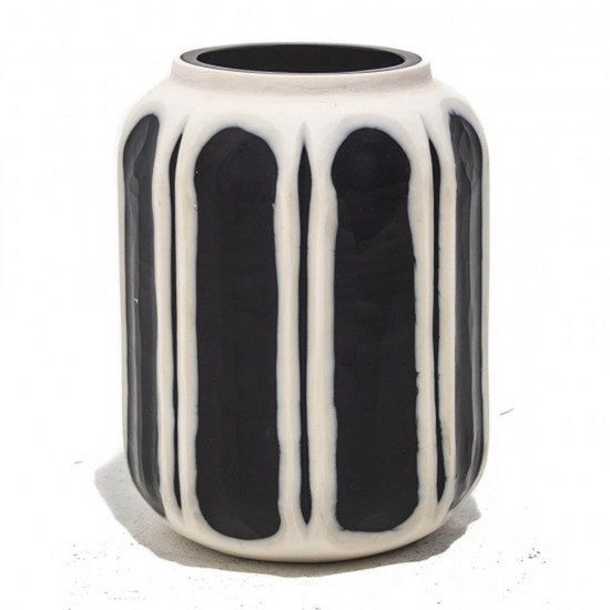 Imagem VASO DECORATIVO EM VIDRO COR PRETO E BRANCO - ANTICA