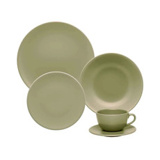 Imagem de APARELHO DE JANTAR E CHÁ OXFORD UNNI OLIVA EM CERÂMICA 20 PEÇAS - Oxford Porcelanas Sudeste Ltda