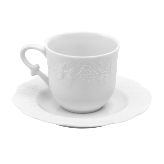 Imagem CONJUNTO 06 XÍCARAS PARA CAFÉ DE PORCELANA COM PIRES LIMOGES NIZA COR BRANCO - WOLFF