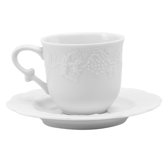 Imagem CONJUNTO 06 XÍCARAS PARA CAFÉ DE PORCELANA COM PIRES LIMOGES NIZA COR BRANCO - WOLFF