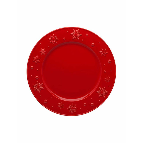 Imagem PRATO RASO 28CM VERMELHO SNOWFLAKES 27CM BORDALLO PINHEIRO 