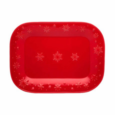 Imagem de TRAVESSA VERMELHO SNOWFLAKES 41X30X4 CM BORDALLO PINHEIRO - Vaa Brasil Comercio Importacao E Esportacao Sa