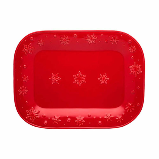 Imagem TRAVESSA VERMELHO SNOWFLAKES 41X30X4 CM BORDALLO PINHEIRO