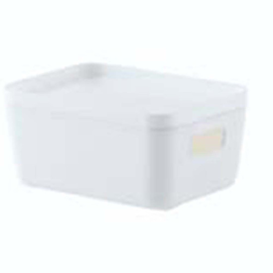 Imagem CESTO ORGANIZADOR COM TAMPA IDEALLE 41X32X17CM COR BRANCO - PARAMOUNT 