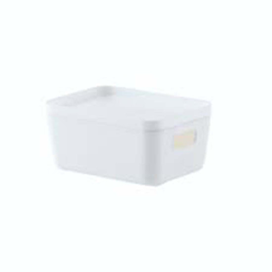 Imagem CESTO ORGANIZADOR COM TAMPA IDEALLE 13 X 9 X 6CM BRANCO - PARAMOUNT 