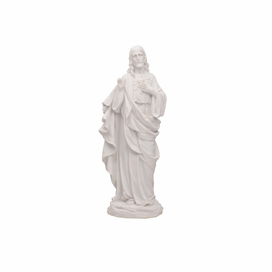 Imagem ESCULTURA CORAÇÃO DE JESUS DE MARMORE 25CM COR BRANCO 