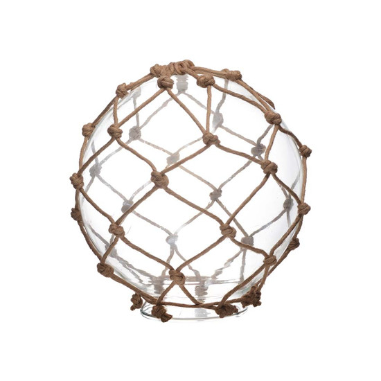 Imagem BOLA GENOA 32CM EM VIDRO COM MACRAME COR NATURAL - THAY THAY