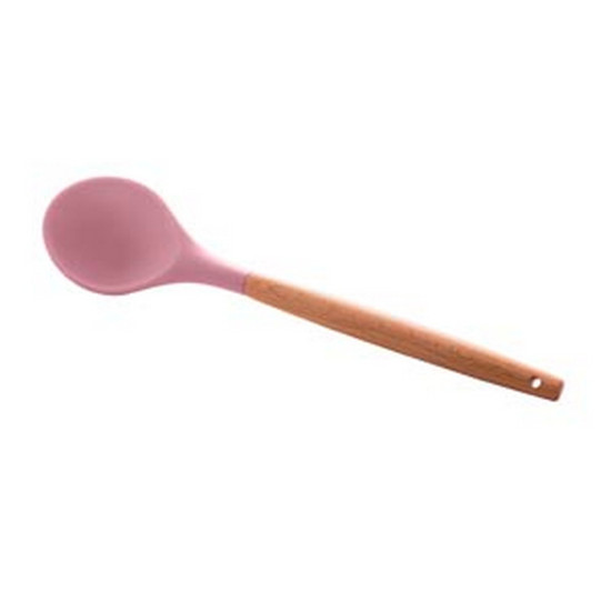 Imagem COLHER DE SILICONE COM CABO DE BAMBU CHARMY ROSA 31,5CM - LYOR 