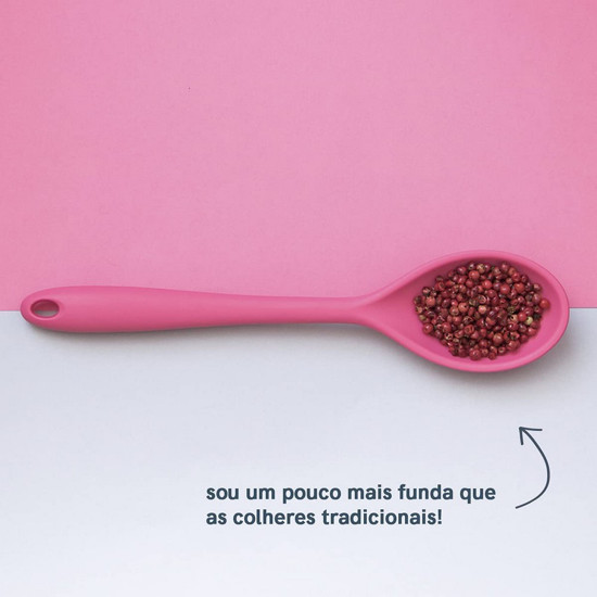 Imagem COLHER DE SILICONE DUPLO COR ROSA OIKOS 