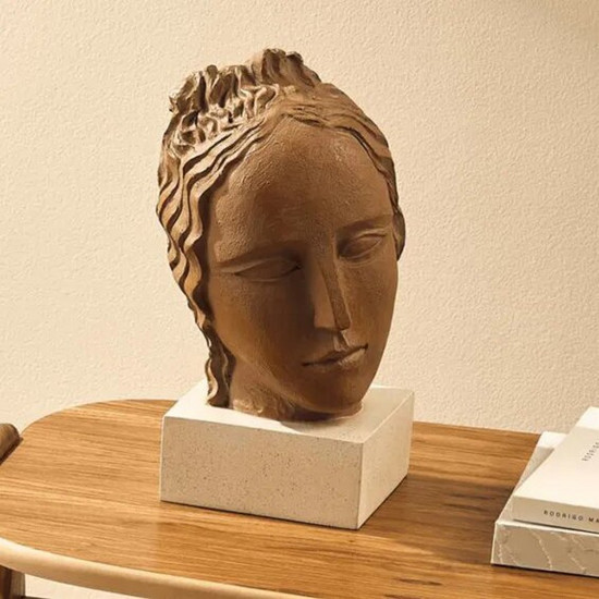 Imagem ESCULTURA FACE MARROM EM POLIRESINA 30X17X18CM - MART 