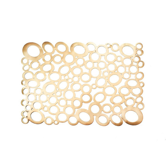 Imagem LUGAR AMERICANO RETANGULAR COM FORMAS CIRCULARES COR DOURADO 30X45X1CM - CROMUS 