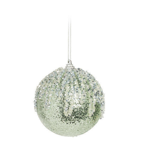 Imagem CONJUNTO DE BOLAS NATALINAS COM GLITTER 4 PEÇAS DE 10CM COR VERDE - CROMUS 