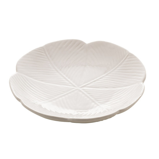 Imagem PRATO DECORATIVO DE CERÃMICA BANANA LEAF BRANCO 27,5CM X 26,5CM X 5CM LYOR 