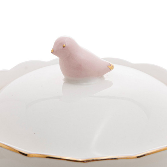 Imagem BULE DE PORCELANA 1 LITRO BIRDS WOLFF BRANCO E DOURADO