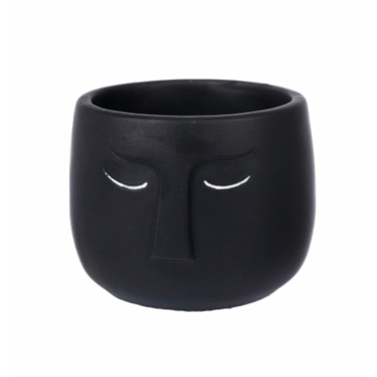 Imagem VASO DECORATIVO FACE COR PRETO 12X12X11CM - GRILLO 51957