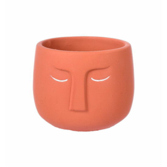 Imagem VASO DECORATIVO FACE COR TERRACOTA 12X12X11CM - GRILLO 51957 