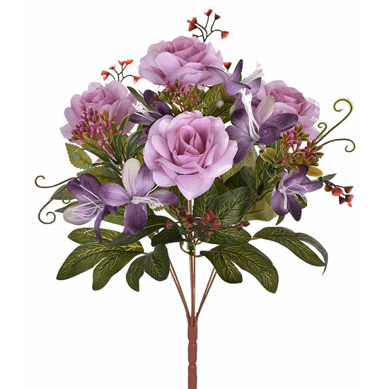 Imagem BUQUÊ ROSA CETIM X7 MISTO LAVANDA 20X40CM - GRILLO 49140-031