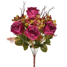 Imagem de BUQUÊ ROSA HORTENSIA MISTO X7 BURGUNDY 20X46CM - GRILLO 49142-115 - Grillo Ltda