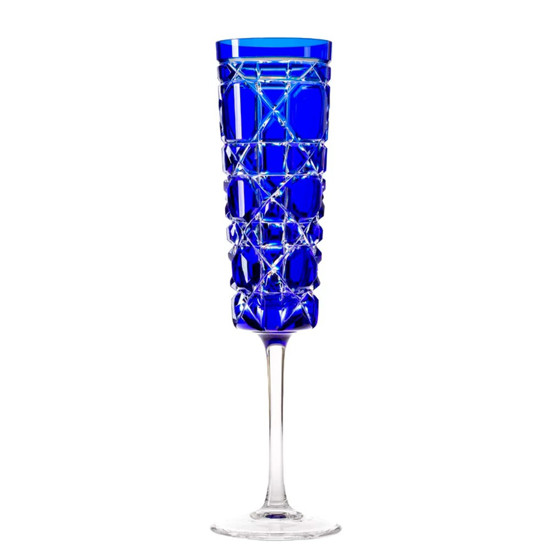 Imagem TAÇA PARA CHAMPANHE 190ML COR AZUL ESCURO DE CRISTAL POLONESES - MOZART