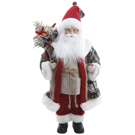 Imagem PAPAI NOEL DECORATIVO COM SACO DE PRESENTES E LANTERNA 45CM - CROMUS