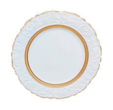 Imagem de SOUSPLAT CLASSICO 36CM REDONDO BRANCO COM BORDA DOURADA - RAFIMEX  - Rafimex Comercial Imp E Exp Ltda