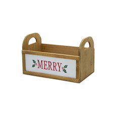 Imagem de CACHEPOT DECORATIVO DE MADIERA MERRY COM ALÇA 21X36X22CM - CROMUS  - Grillo Presentes Ltda