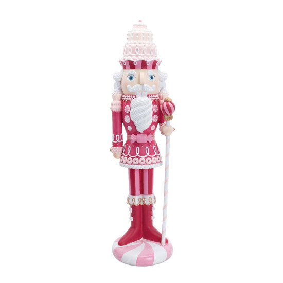 Imagem SOLDADO DE CHUMBO DECORATIVO CANDY COR ROSA E BRANCO 55CM - CROMUS 