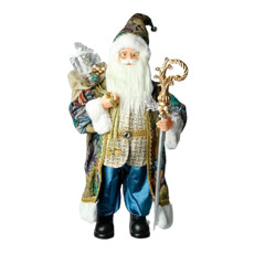 Imagem de PAPAI NOEL EM PÉ COM SACO DE PRESENTES COR AZUL 45CM - TOK DA CASA  - Store Mania Comercio E Importacao Ltda