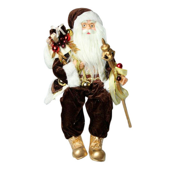 Imagem PAPAI NOEL DECORATICO COR MARROM, DOURADO E BRANCO 45CM - TOK DA CASA 