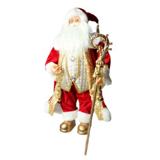 Imagem de PAPAI NOEL DECORATIVO COR VERMELHO E DOURADO COM CAJADO 80CM - TOK DA CASA  - Store Mania Comercio E Importacao Ltda