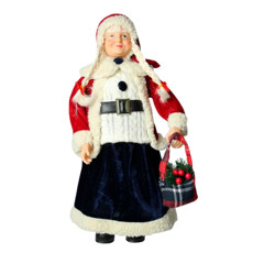 Imagem de MAMÃE NOEL DECORATIVO COM BOLSA XADREZ VERMELHO 45CM - TOK DA CASA  - Store Mania Comercio E Importacao Ltda