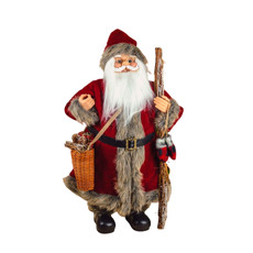 Imagem de PAPAI NOEL DECORATIVO SEGURANDO CESTA E CAJADO 80CM - TOK DA CASA  - Store Mania Comercio E Importacao Ltda