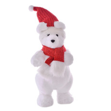 Imagem de ENFEITE NATALINO URSO POLAR BRANCO COM GORRO E CACHECOL 18X19X44CM - GRILLO  - Grillo Ltda