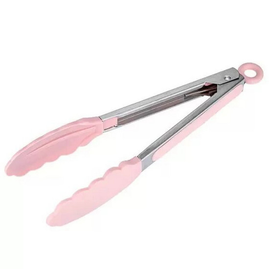 Imagem PEGADOR DE INOX COM PONTA DE SILICONE COR ROSA 23CM - WECK 