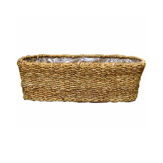 Imagem JARDINEIRA DE PALHA SEAGRASS NATURAL ARTESANAL CASPAR 37X18X18CM 