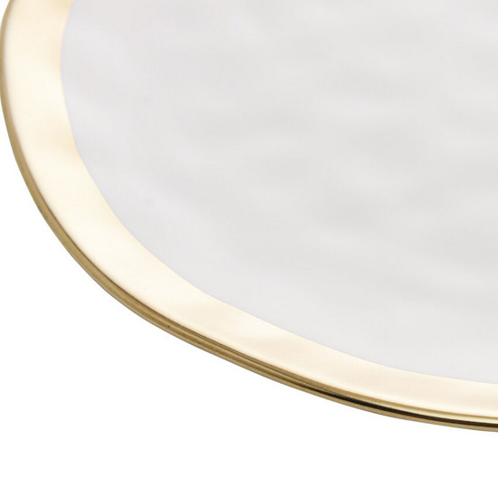 Imagem PRATO RASO DE PORCELANA DUBAI BRANCO E DOURADO 25 CM - WOLFF