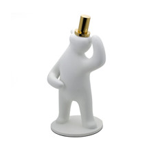 Imagem de ESCULTURA EM RESINA URSO COR BRANCO E DOURADO P 36X17X17CM - LUCATTI  - Lucatti Artes E Decoracoes Ltda