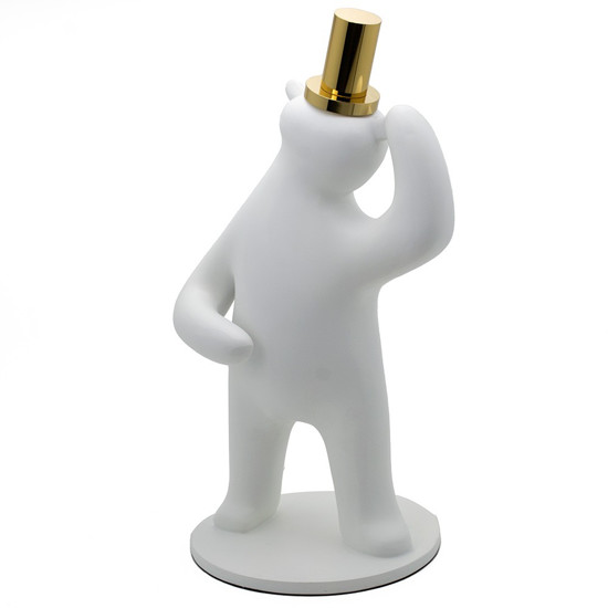 Imagem ESCULTURA EM RESINA URSO COR BRANCO E DOURADO G 45X23X23CM - LUCATTI 