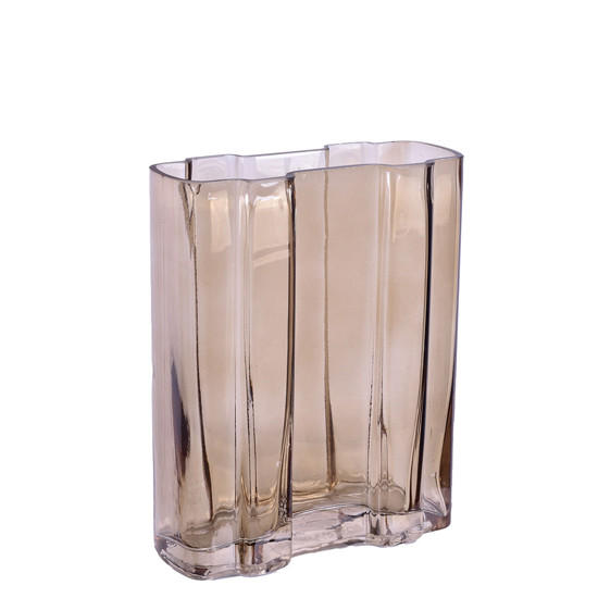 Imagem VASO DECORATIVO EM VIDRO RETANGULAR COR MARROM 7X16X20CM - GRILLO 53054