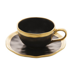 Imagem de XÍCARA DE CAFÉ DE PORCELANA DUBAI PRETO E DOURADO 90ML - WOLFF - Rojemac Impotacao E Exportacao Ltda