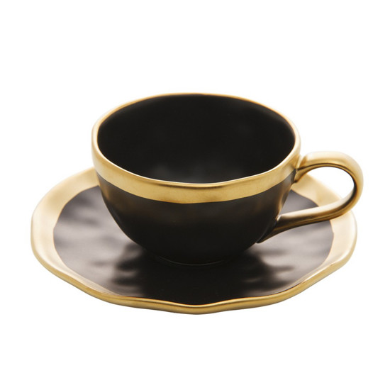 Imagem XÍCARA DE CAFÉ DE PORCELANA DUBAI PRETO E DOURADO 90ML - WOLFF