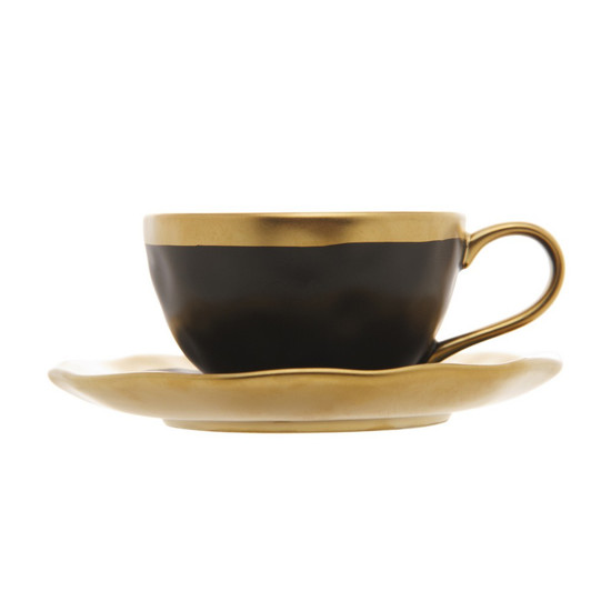 Imagem XÍCARA DE CAFÉ DE PORCELANA DUBAI PRETO E DOURADO 90ML - WOLFF