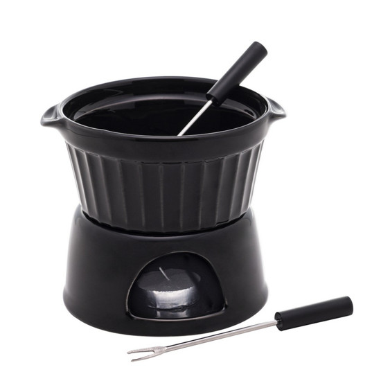 Imagem APARELHO DE FONDUE 4 PEÇAS DE PORCELANA CLASSIC PRETO 400ML 