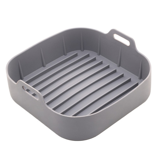 Imagem FORMA QUADRADA DE SILICONE PARA AIR FRYER CINZA 20CM X 7CM - LYOR