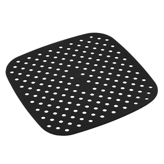 Imagem TAPETE PROTETOR DE SILICONE PARA AIR FRYER QUADRADO PRETO 18,5CM - LYOR