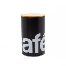 Imagem de POTE PARA CAFÉ EM METAL COM TAMPA EM BAMBU 1500ML COR PRETO E BRANCO 10X10X18CM - WINTH  - Winth Comercio De Artigos Para Presentes Ltda