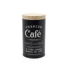 Imagem de POTE PARA CAFÉ EM METAL COR PRETO E BRANCO 1500ML 10X10X18CM - WINTH  - Winth Comercio De Artigos Para Presentes Ltda