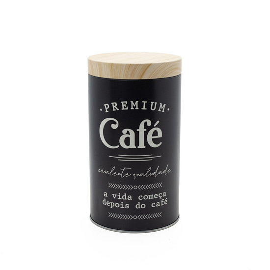 Imagem POTE PARA CAFÉ EM METAL COR PRETO E BRANCO 1500ML 10X10X18CM - WINTH 