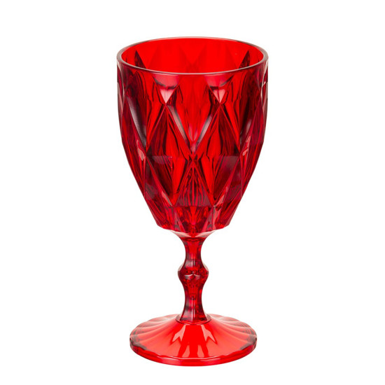 Imagem TAÇA DIAMANTE COR VERMELHO CRISTAL EM PLASTICO 9X17CM 300 ML - PLASTIFESTA 